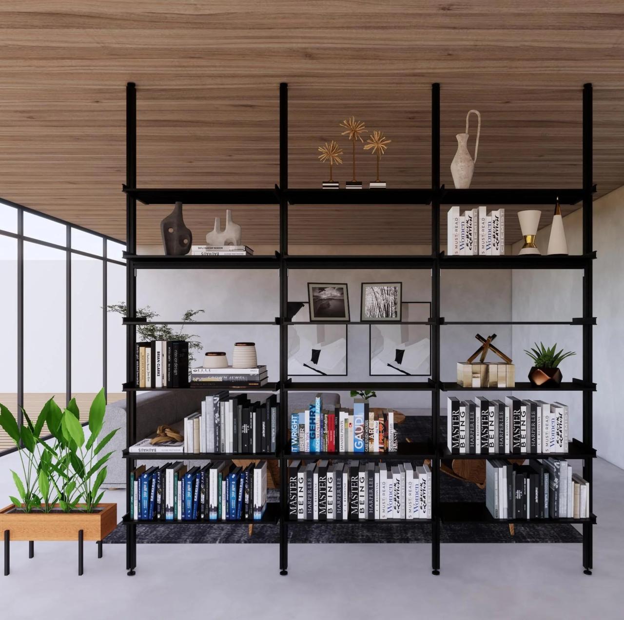 Rollaway room divider with shelves