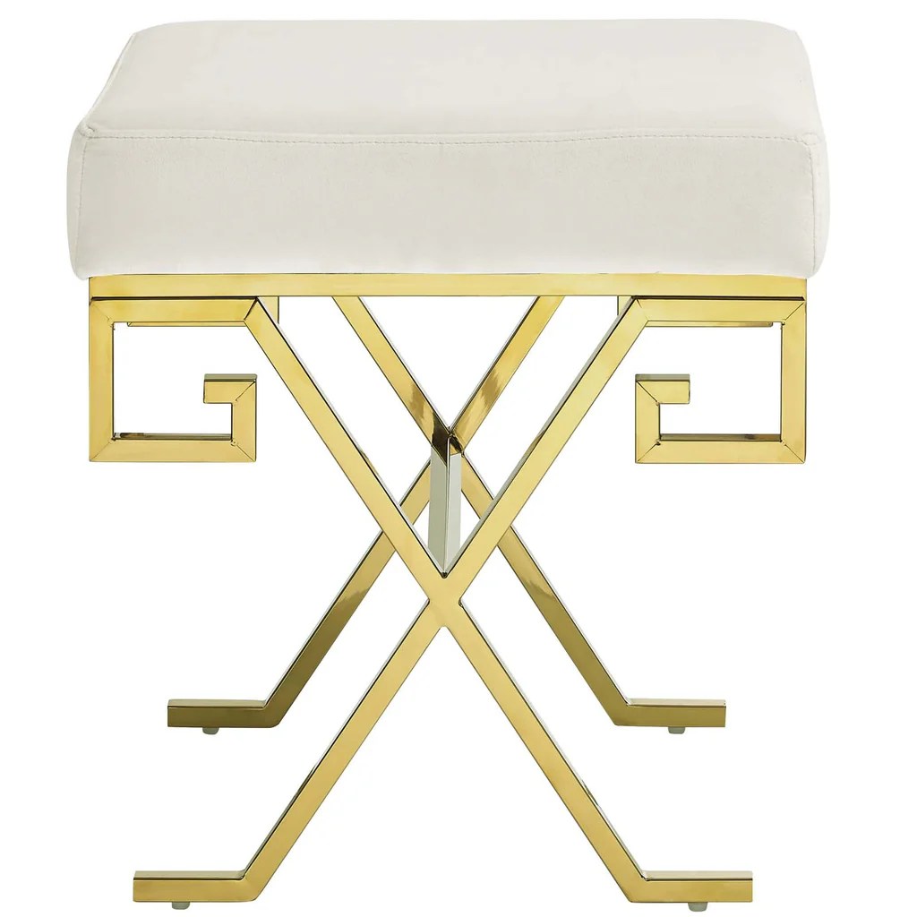 Modern Velvet Bench with Stainless Steel Legs, Gold Frame, and Tufted ... Modern Velvet Bench with Stainless Steel Legs, Gold Frame, and Tufted ...