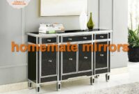 Dziban Mirrored Glass Sideboard With 4 Doors 4 Drawers In Gold ... Mirrored glass sideboard for glam decor