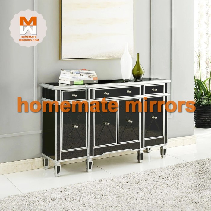 Mirrored glass sideboard for glam decor