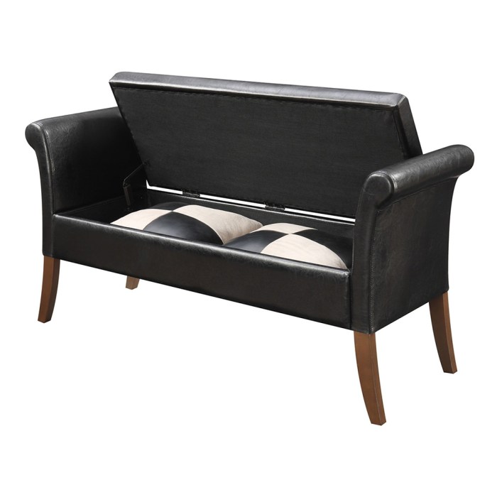 Storage bench with leather cushion