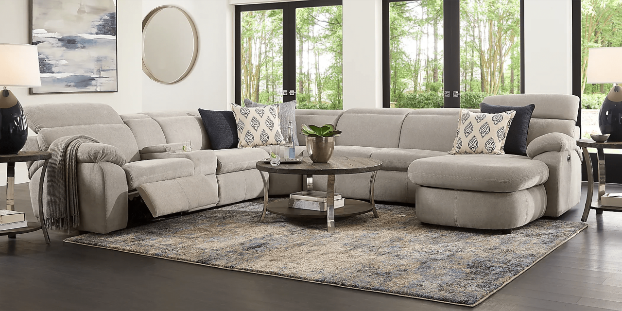 Sectional sleeper sofa with power recline