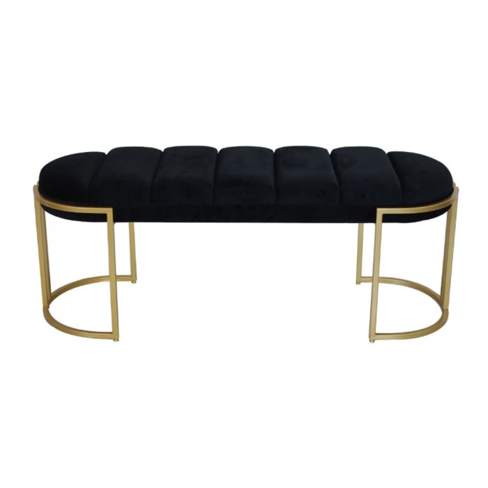 Tufted modern bench with velvet fabric in metal gold – Artofit Tufted velvet bench with gold base