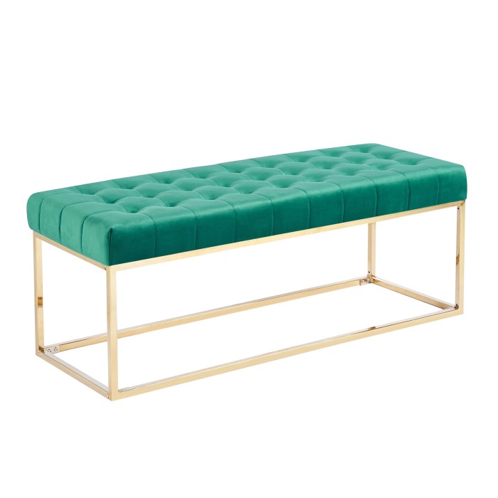 Mercer41 Greydi Tufted Velvet Bench with Gold Chrome Legs | Wayfair Tufted velvet bench with gold base