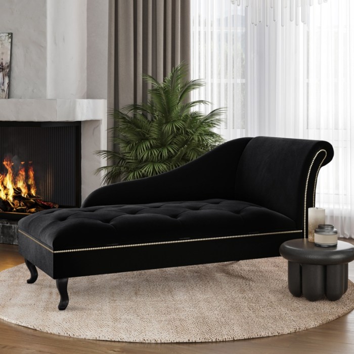 Velvet chaise lounge with adjustable headrest
