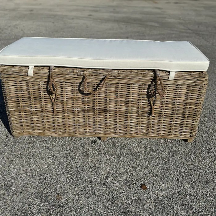 Storage bench with leather cushion